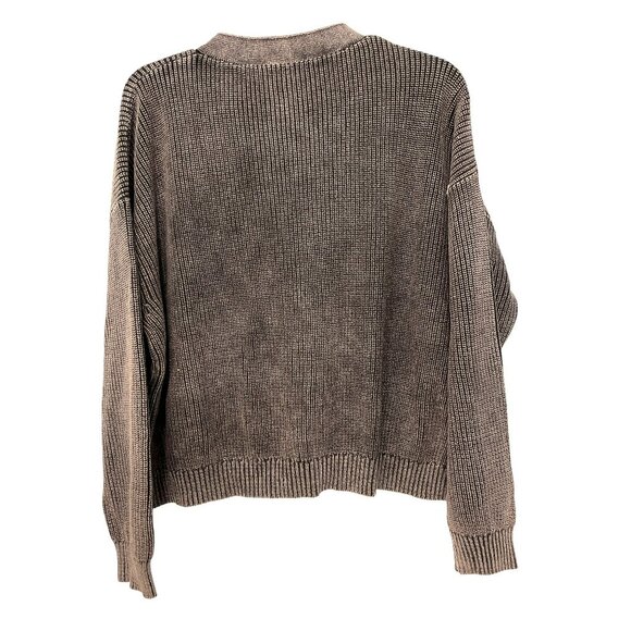 Hello Nite Ribbed Knit Cardigan Sweater Acid Wash Black Size XL - Picture 4 of 5